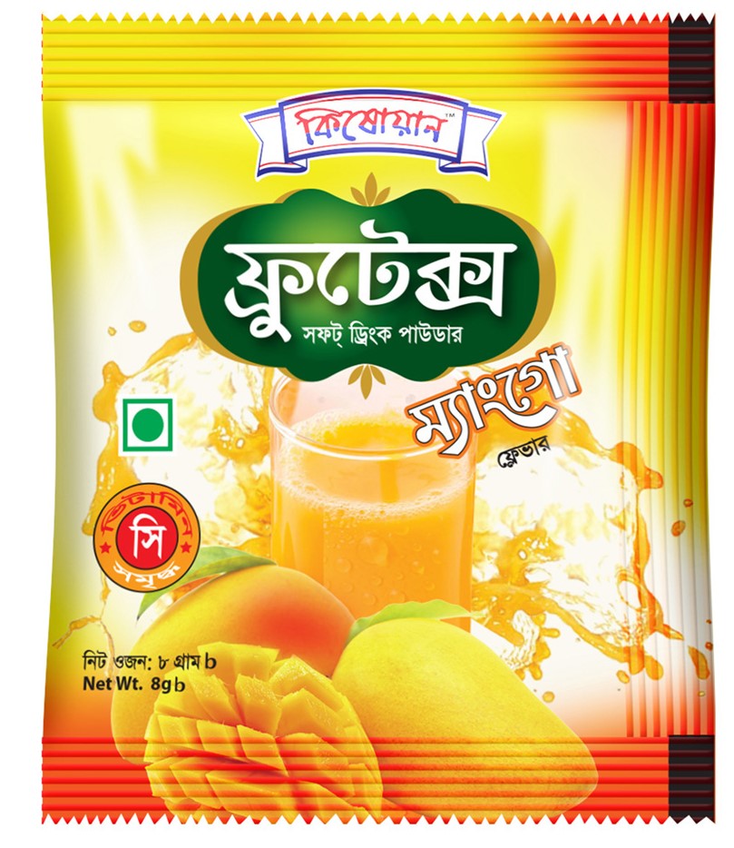 কিষোয়ান সফট ড্রিংক পাউডার ম্যাংগো  ফ্লেভার-২ প্যাকেট